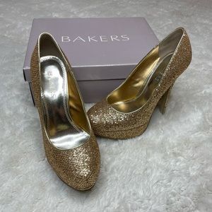 Bakers Gold Glitter Stiletto Heels